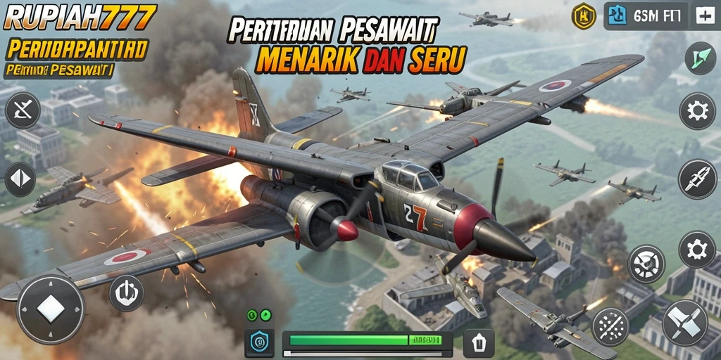 Antarmuka menarik dengan pesawat tempur yang modern.